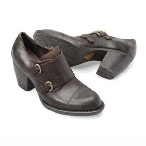 Born Women Meggs Double Mong Ankle Leather Strap Heels Boots shoes sz 9M
